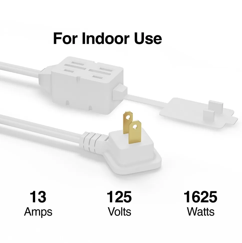 Staples 6' Extension Cord, 3-Outlet, White (22134) Shop