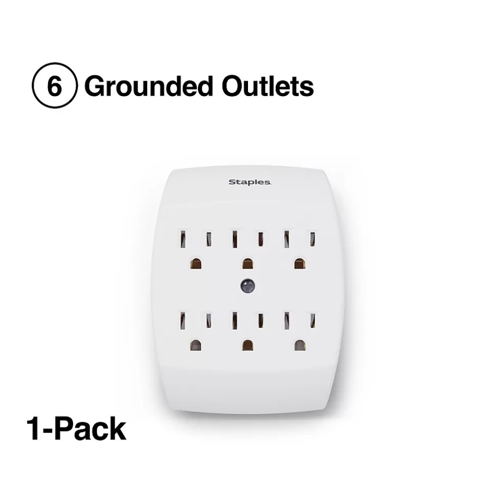 Staples 6 Outlet Adapter, White (22145) Shop