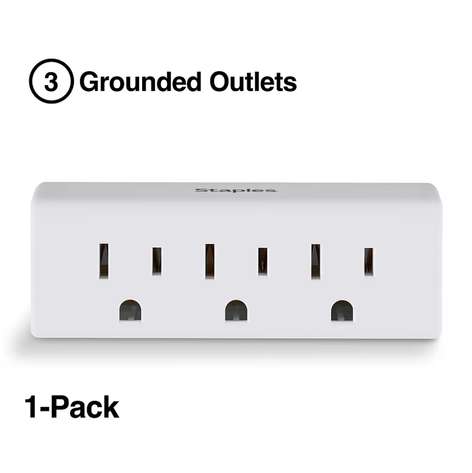 Staples 3-Outlet In-Wall Plug-In Power Adapter, White (22141) Best