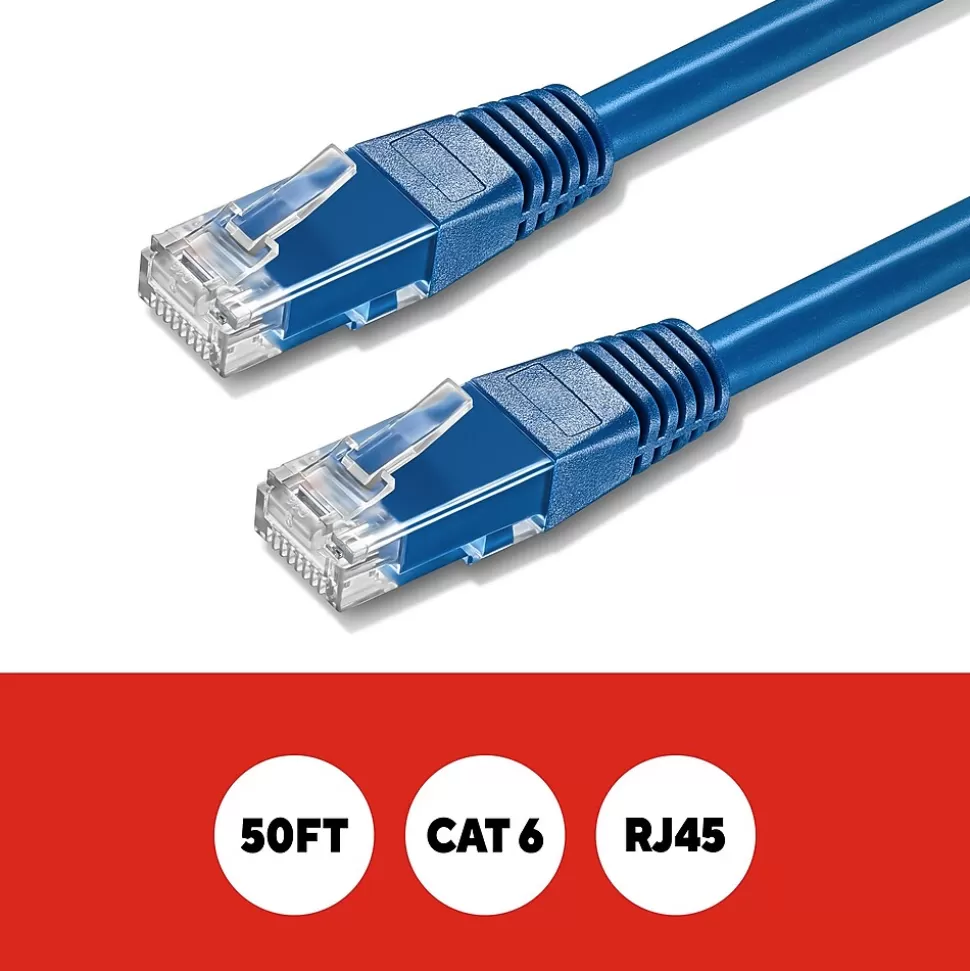 Staples TECH 50' Cat-6 Ethernet Cable, Male to Male, Blue (ST62450) Best Sale