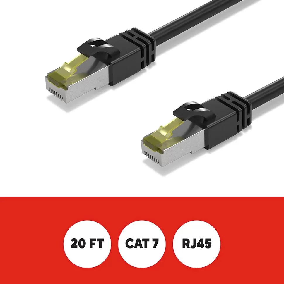 Staples TECH 20 ft. Cat 7 Ethernet Cable, Male to Male, Black (ST62462) Hot