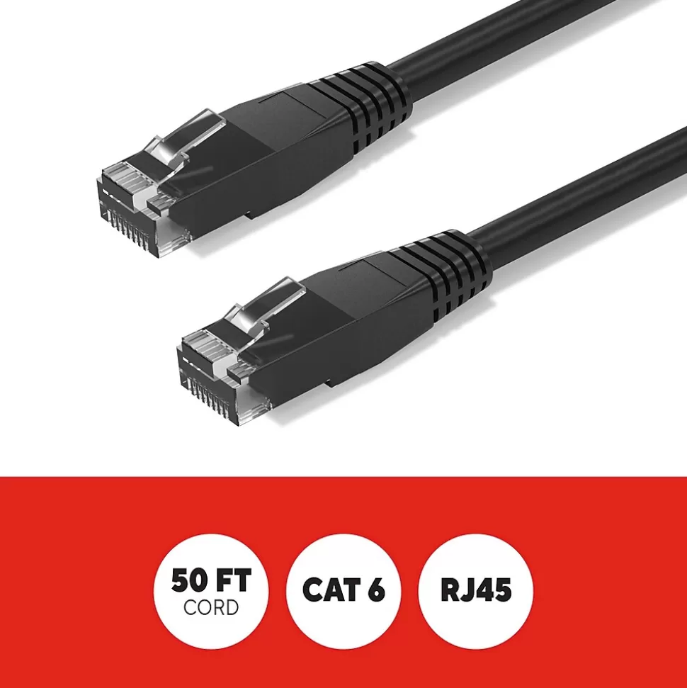 Staples TECH 50 ft. Cat-6 Ethernet Cable, Male to Male, Black, 10/Pack (ST62459) Fashion