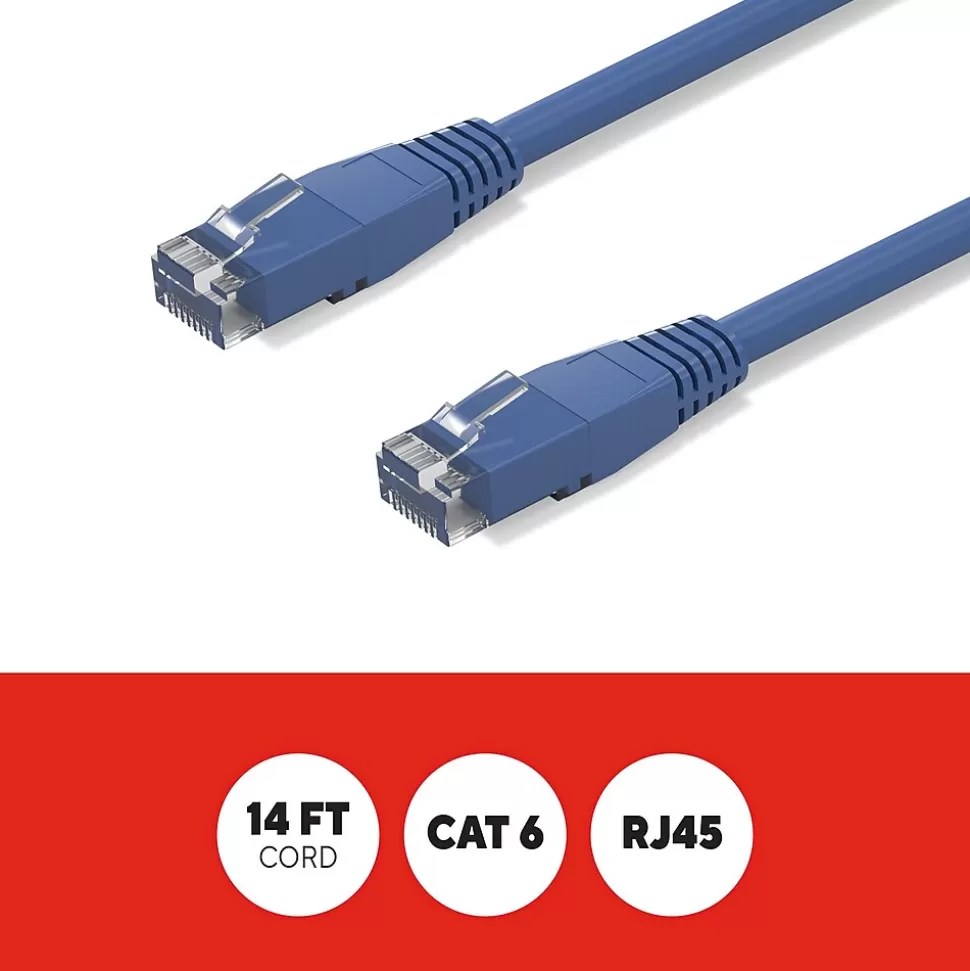 Staples TECH 14 ft. Cat-6 Ethernet Cable, Male to Male, Blue (ST62455) Store