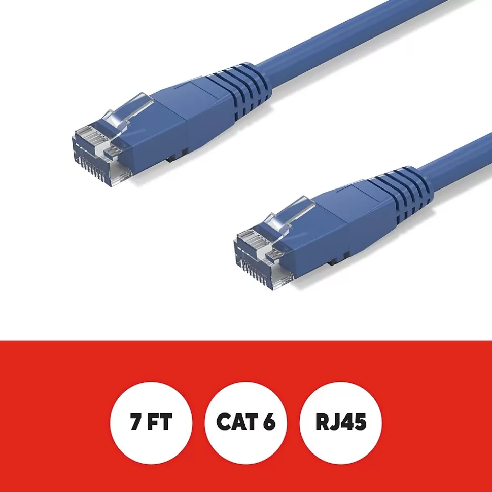 Staples TECH 7 ft. Cat-6 Ethernet Cable, Male to Male, Blue (ST62454) Best