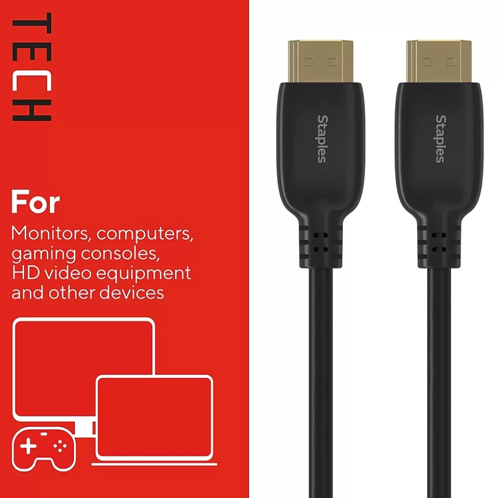 Staples TECH 4 ft. HDMI to HDMI Audio/Video Cable, Male to Male, Black (ST62468) Online