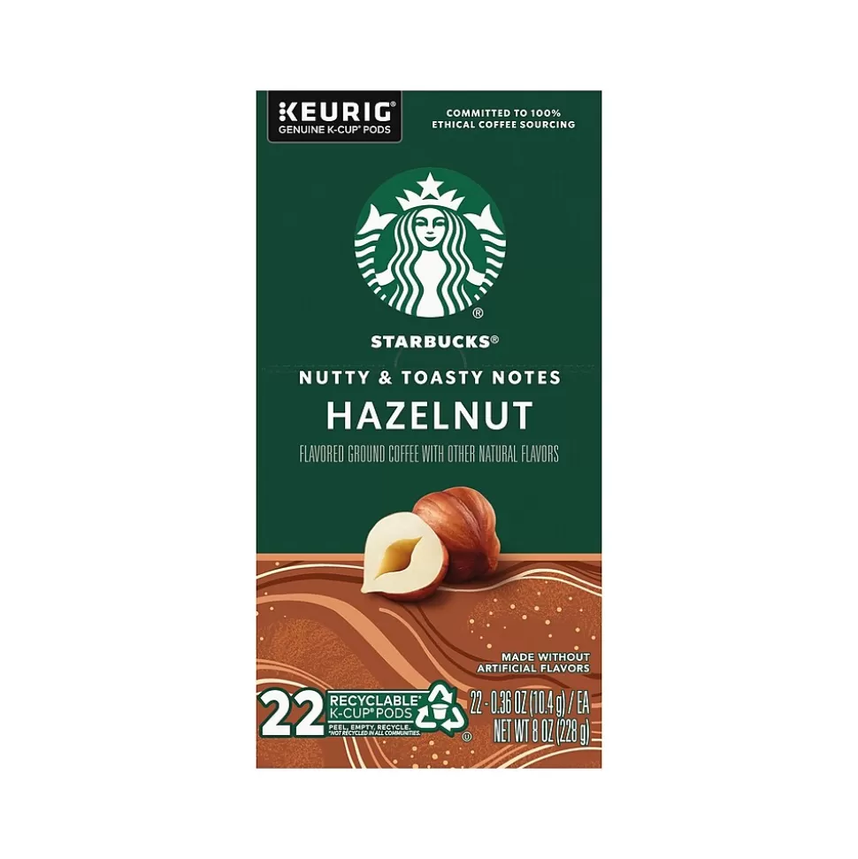 Starbucks Hazelnut Coffee, Keurig K-Cup Pod, Light Roast, 22 Pods/Box (12478078) Flash Sale