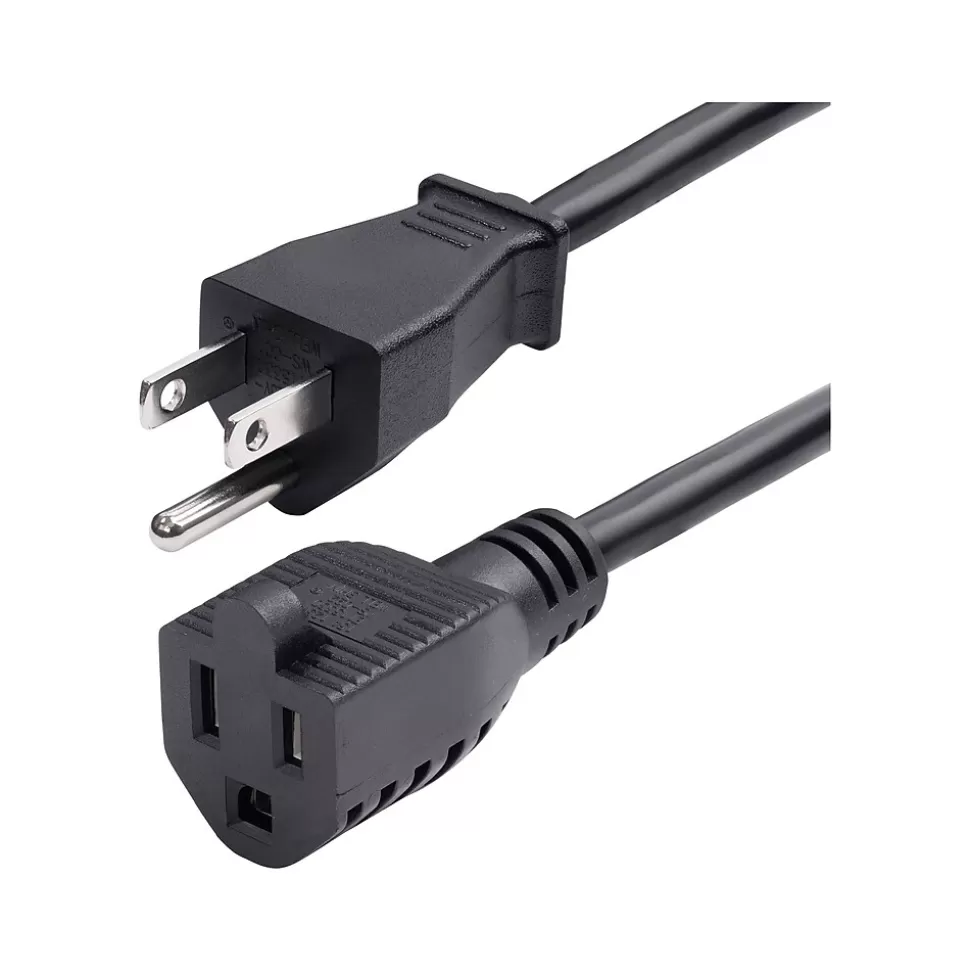 StarTech 10' NEMA 5-15P to NEMA 5-15R Power Cable, Male to Female, Black (231A-8A00-POWER-CORD) Flash Sale