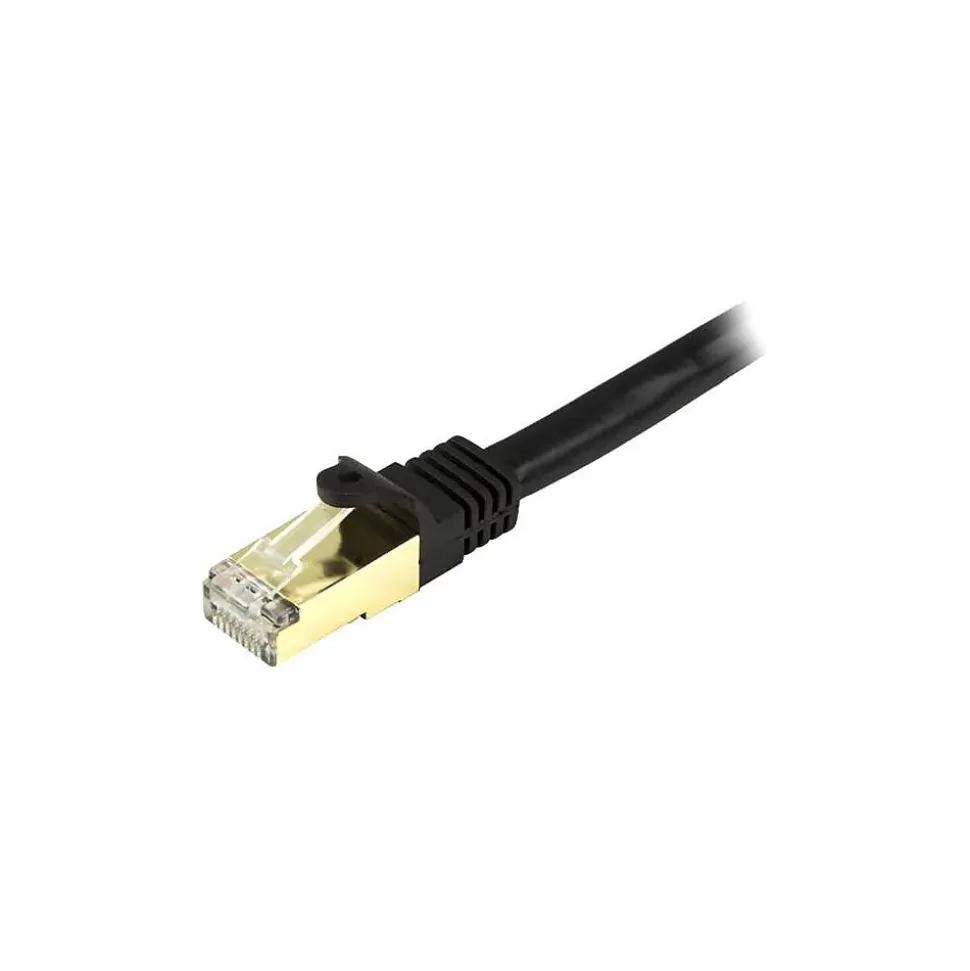 StarTech 12ft Black Cat6a Shielded Patch Cable, Cat6a Ethernet Cable, 12 ft Cat 6a STP Cable, Snagless RJ45 Ethernet Cord Clearance