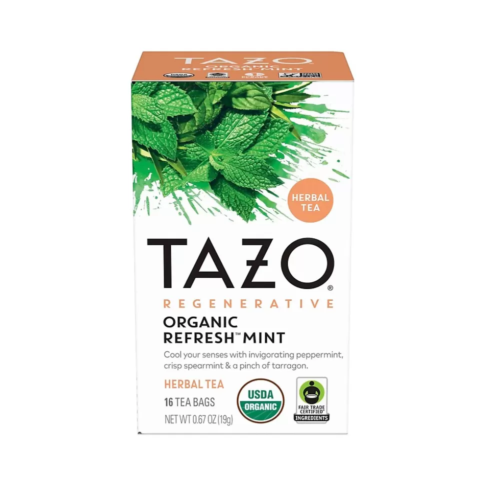 Tazo Refresh Mint Herbal Tea, Tea Bag, 0.67 Oz., 16/Box (10794522003508) Store