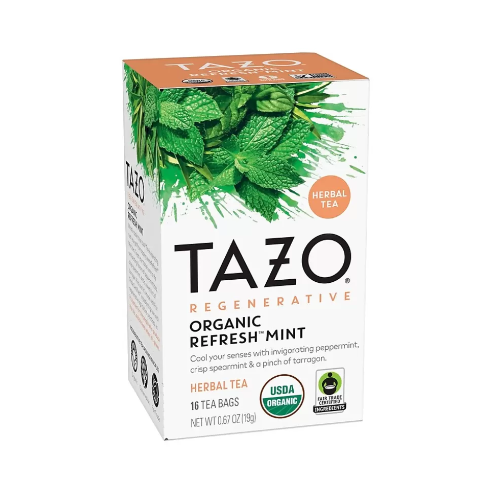 Tazo Refresh Mint Herbal Tea, Tea Bag, 0.67 Oz., 16/Box (10794522003508) Store