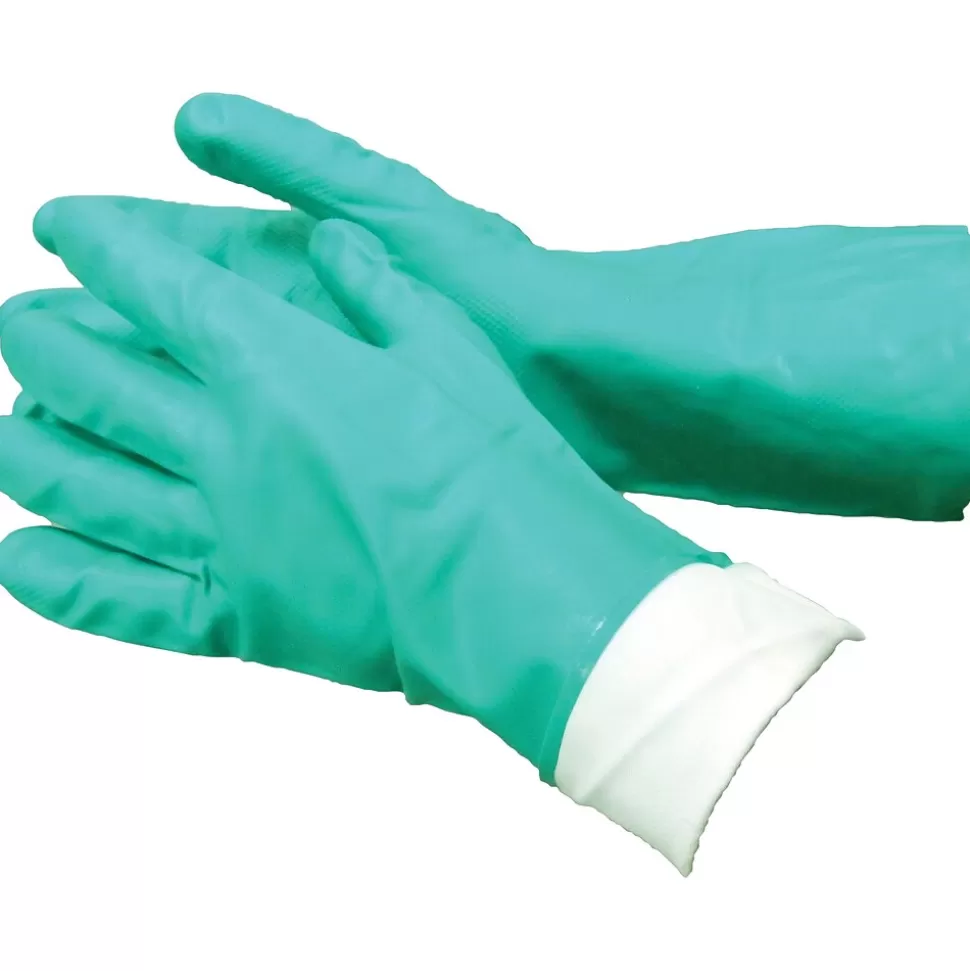 Ambitex Tradex® Flock Lined Gloves, Green Nitrile, Extra Large, 12 Pair Store