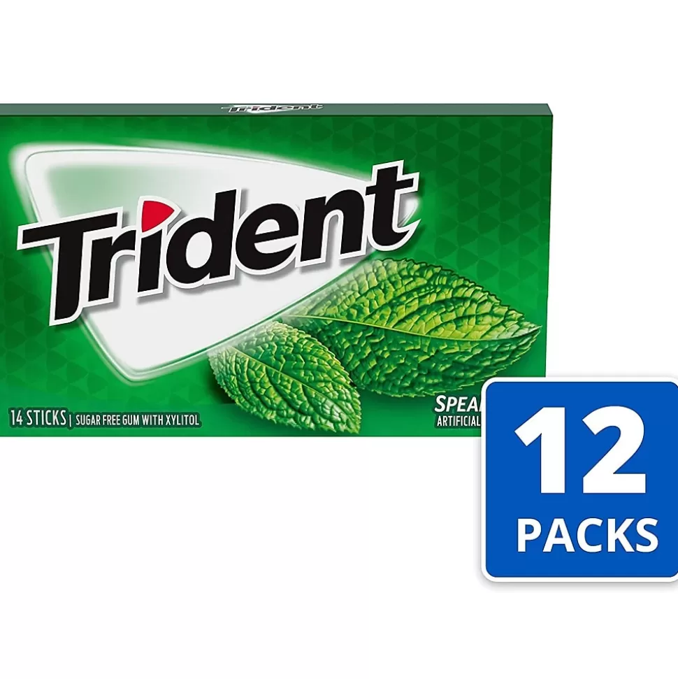 Trident Sugar Free Spearmint Gum, 14 Pieces/Pack, 12/Box (MOZ01106) Cheap