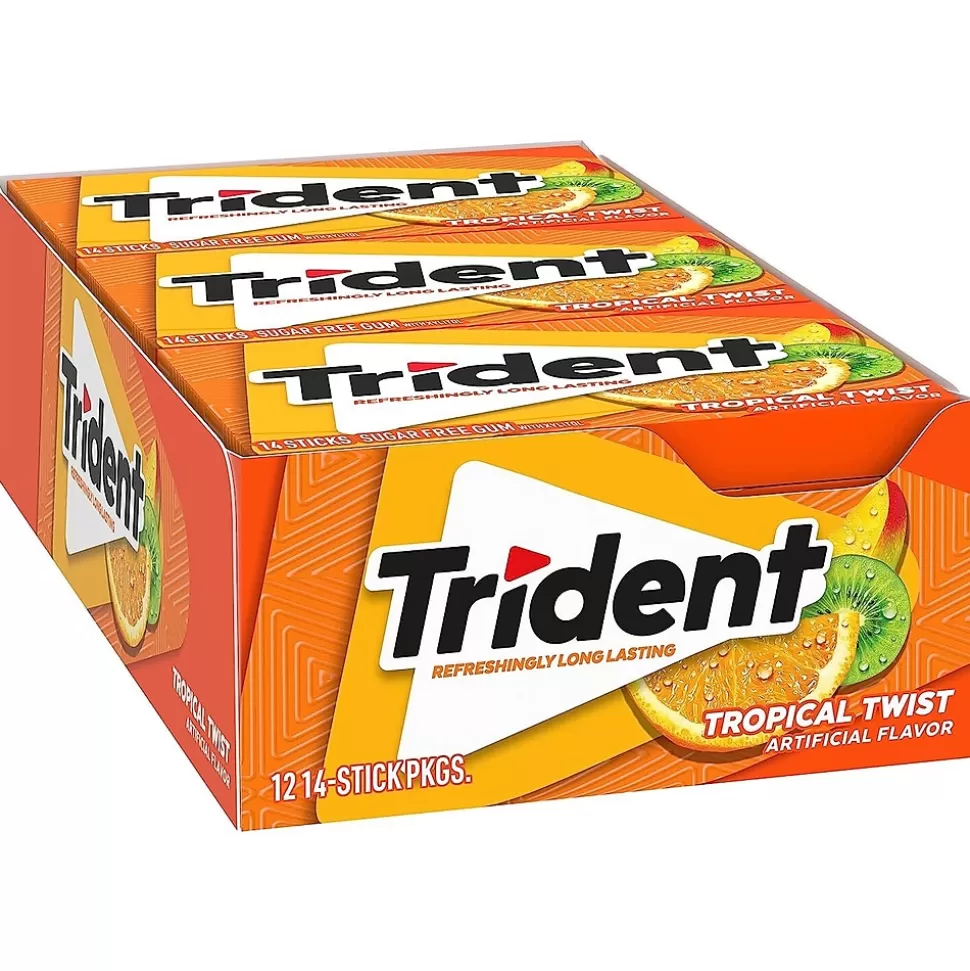 Trident Sugar Free Tropical Twist Gum, 14 Pieces/Pack, 12/Box (MOZ01110) Online