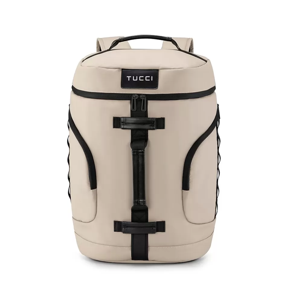 TUCCI Laptop Backpack, Medium, Beige (T0641) Fashion