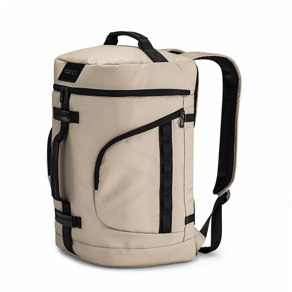 TUCCI Laptop Backpack, Medium, Beige (T0641) Fashion