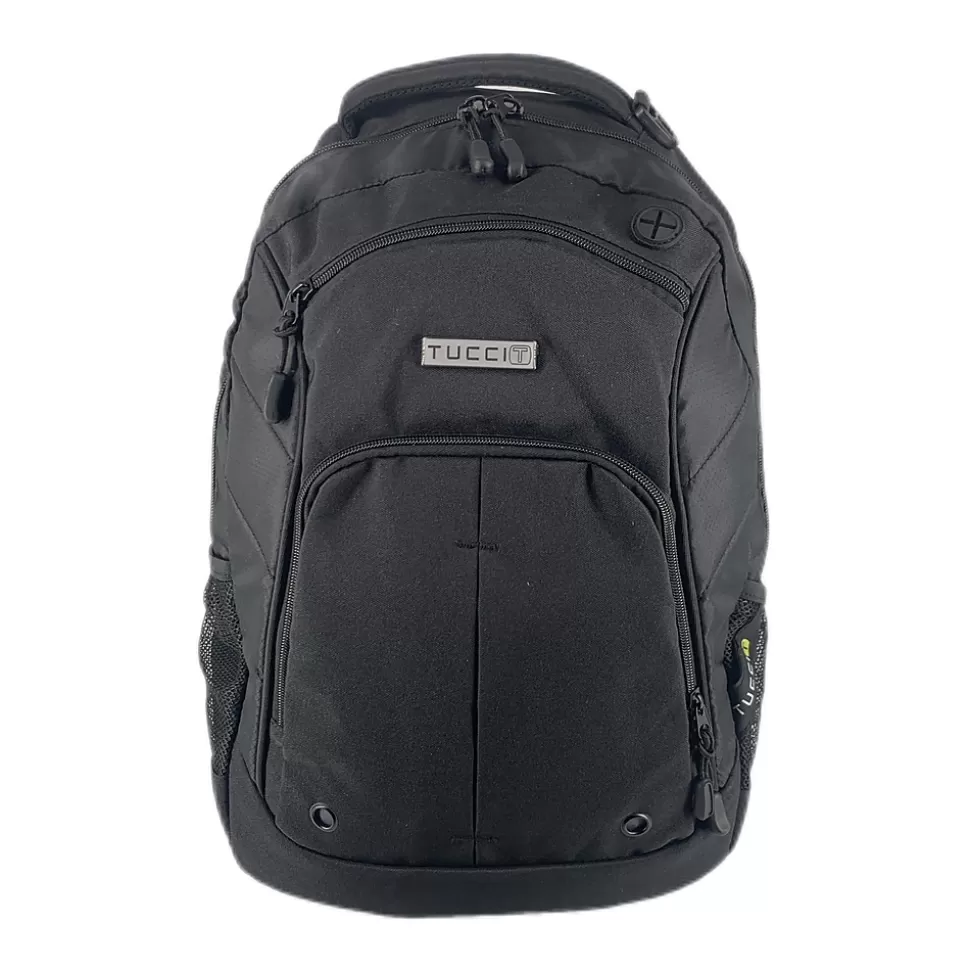 TUCCI Laptop Backpack, Medium, Black (T0565) Hot