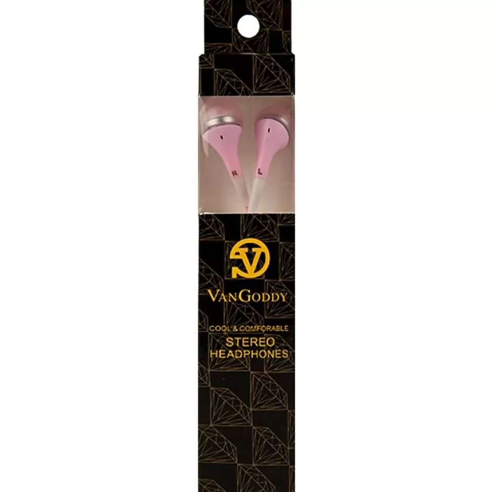 Vangoddy Deluxe Stereo Hands-free Earbud Headset 3.5mm with MIC, Pink, 5/Pack (000000369) Store