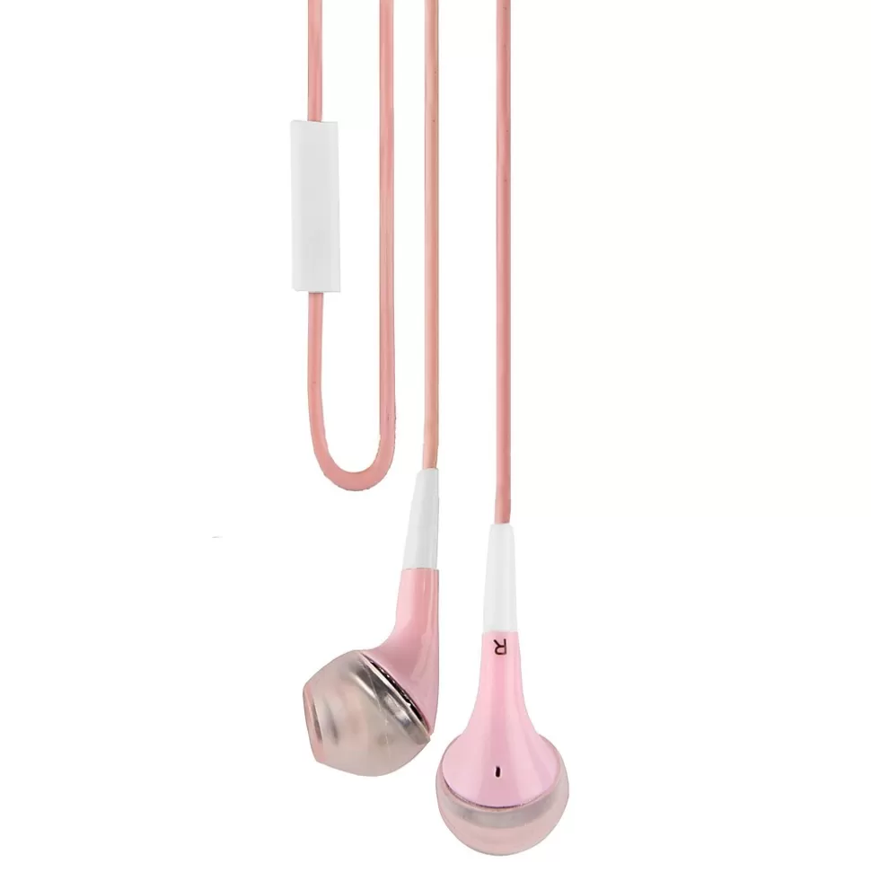 Vangoddy Deluxe Stereo Hands-free Earbud Headset 3.5mm with MIC, Pink, 5/Pack (000000369) Store