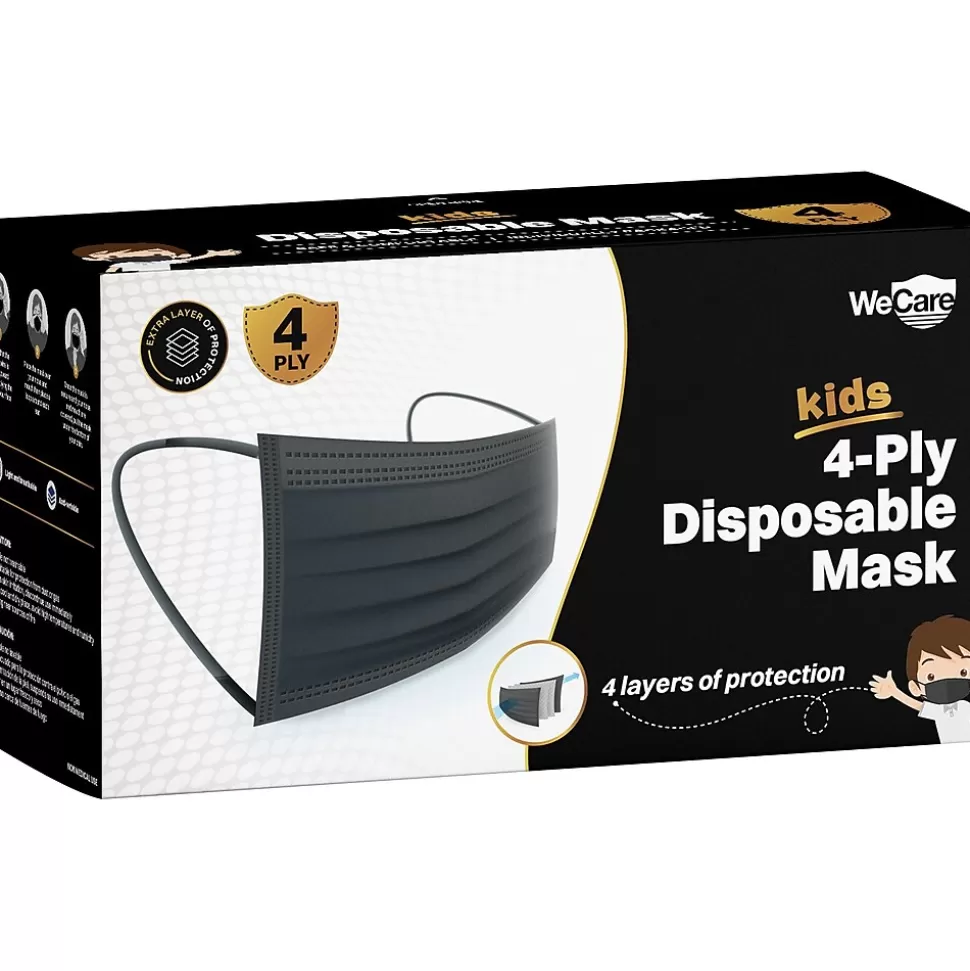 WeCare Disposable Face Mask, Kids, Black, 50/Pack (WMN100124) Best