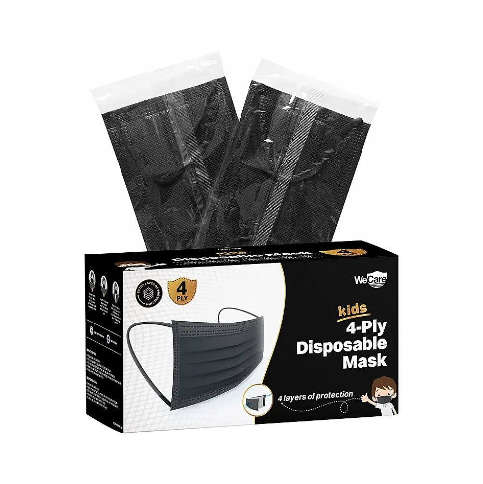 WeCare Disposable Face Mask, Kids, Black, 50/Pack (WMN100124) Best
