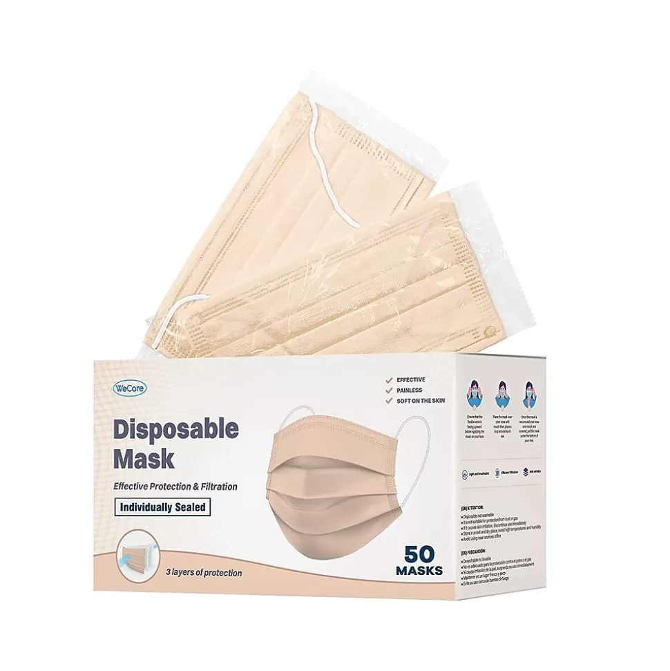 WeCare 3-ply Disposable Face Mask, Adult, Nude, 50/Box (WMN100023) Online