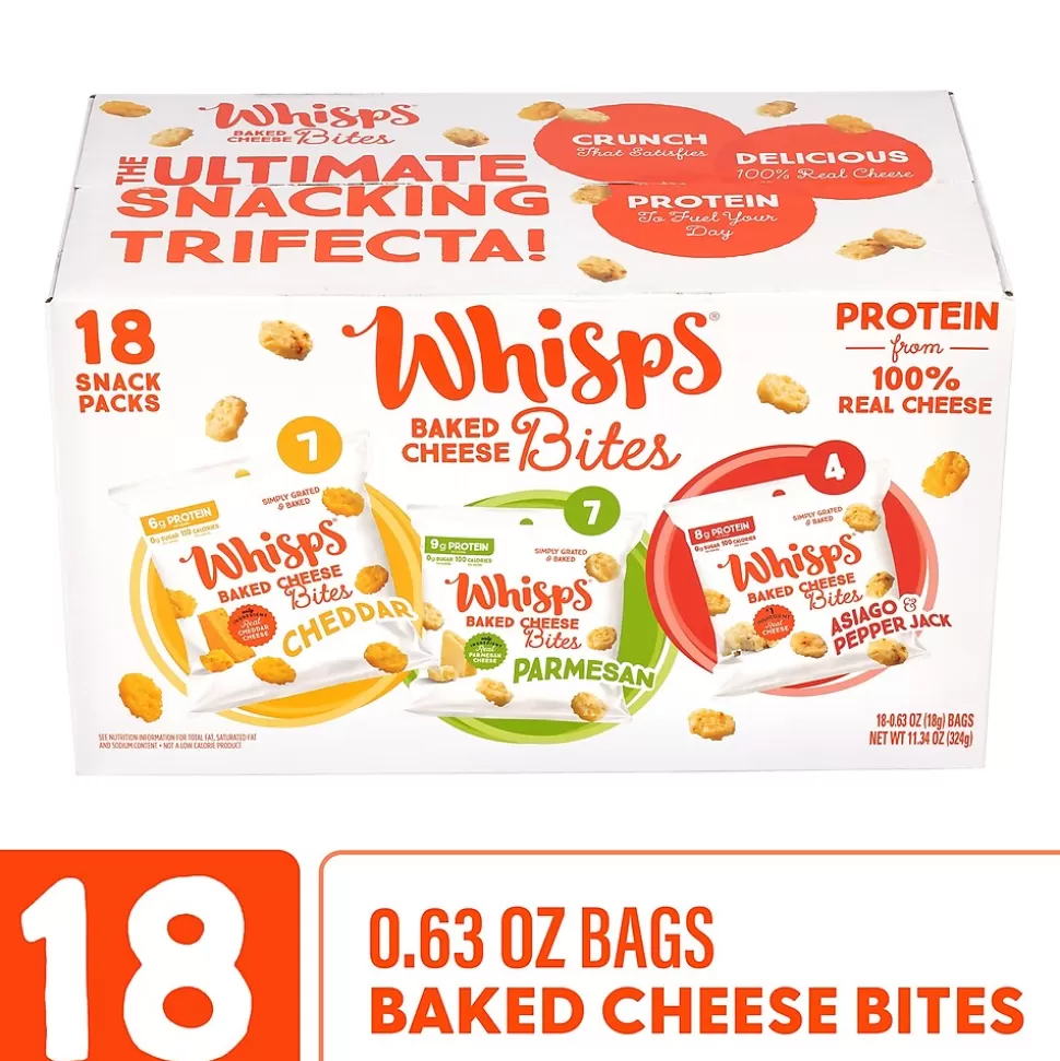 Whisps Baked Cheese Bites Variety Snack Packs, 0.63 oz, 18/Pack (220-02347) Sale