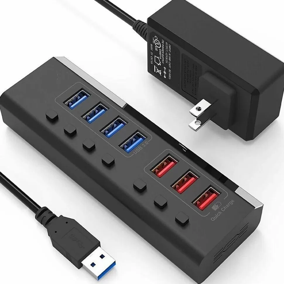 4XEM 7-Port USB-A 3.2 Gen 1 Data Hub, Black (4XUSBAHUB7PDTAA) Cheap