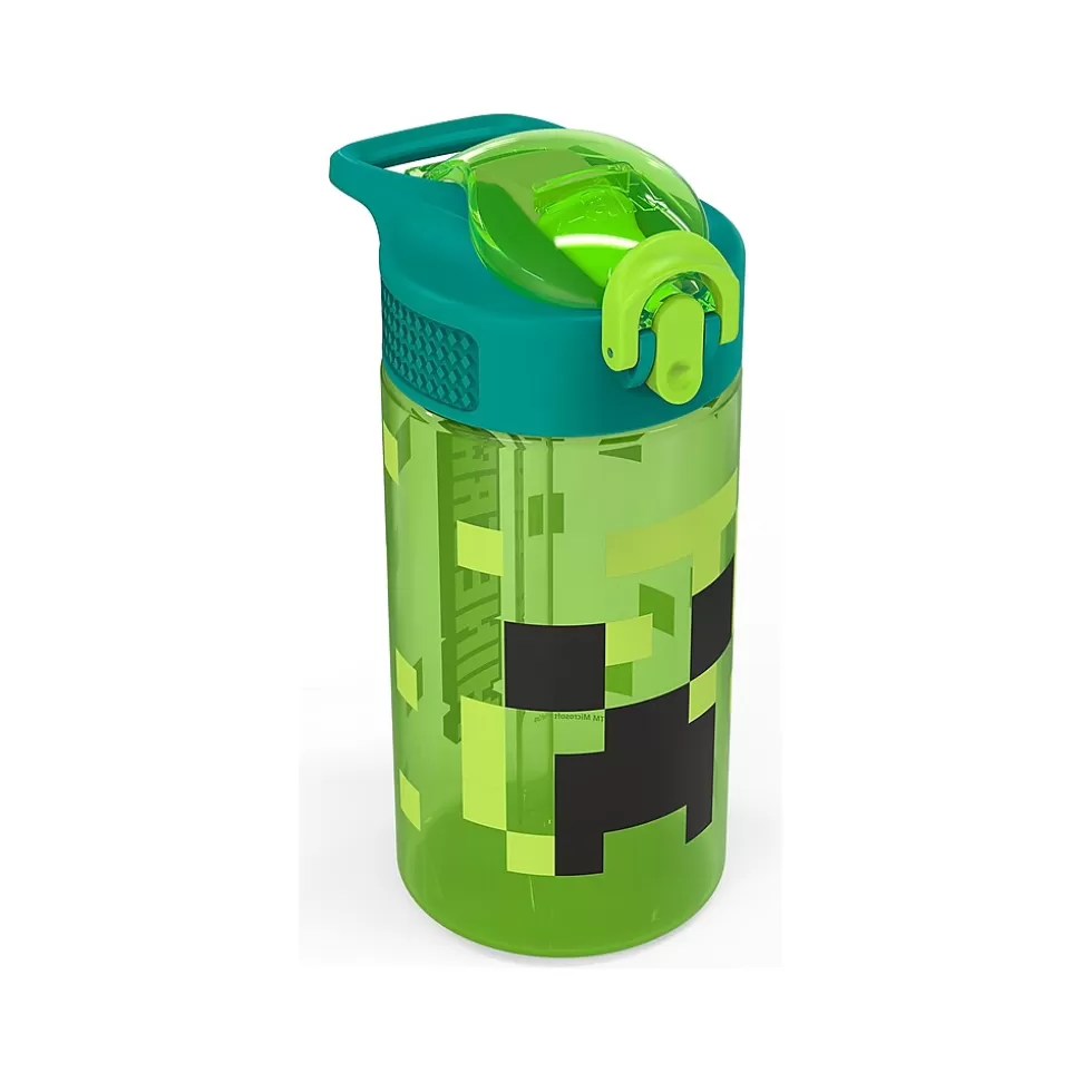 Zak! Minecraft Meadow Polypropylene Water Bottle, 16 oz., Green/Black (MICR-T120) Store